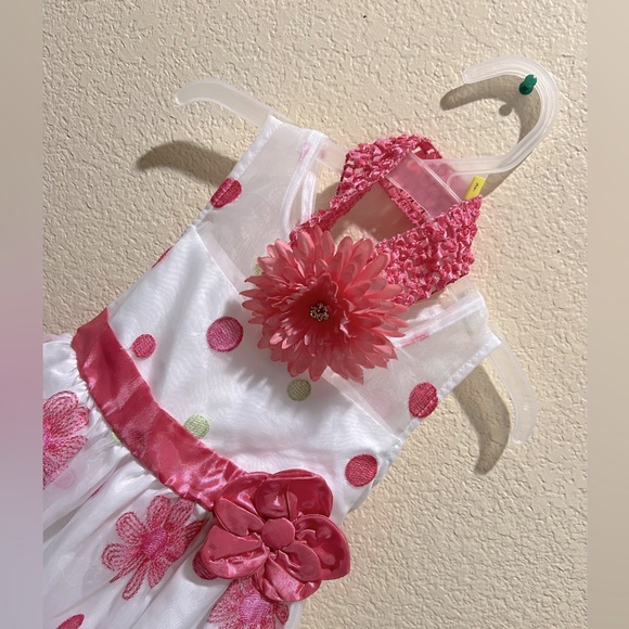 Beautiful Girls Dress Up Formal Size 4 Dress w Flower Hairband Set - Picture 5 of 7